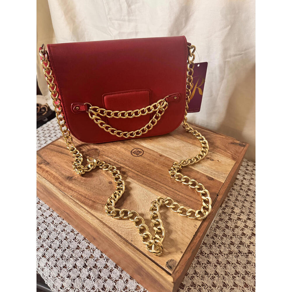 NWT Vintage 2010 Rampage Red Crossbody Bag-Gold Chain-New Old Stock: Rampage